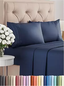 Queen Size 4 Piece Sheet Set - Comfy Breathable & Cooling Bed Sheets Set - Hotel - Picture 1 of 8
