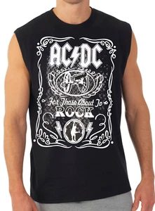 AC/DC FOR THOSE ABOUT TO ROCK Rock BAND BLACK MUSCLE SHIRT - Picture 1 of 1