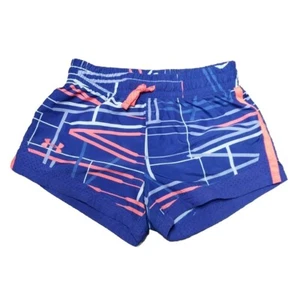 Under Armour Shorts Girls Medium Youth Loose Heat Gear Print Running Pink Blue - Picture 1 of 7