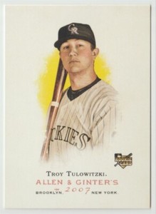 2007 Topps Allen & Ginter #75 Troy Tulowitzki RC Baseball Card Colorado Rockies
