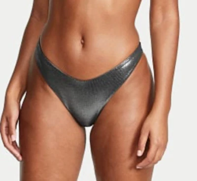 NUEVO CON ETIQUETAS LO ÚLTIMO Victoria's Secret Metálico Lámina Plateada Descarada Brasileña Parte Inferior de Natación ~ XS Foto 1 de 4