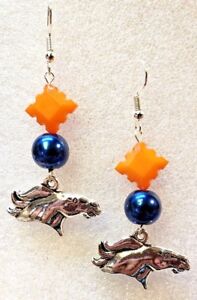 Broncos Horse Tibetan Silver Hook Dangle Earrings Acrylic Beads Jewelry