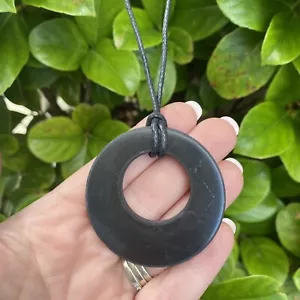 Shungite Polished Pendant - EMF Radiation Protection (DOUBLE CIRCLE) - Picture 1 of 5