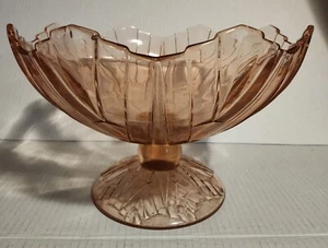 Rare Sunkist Pink Depression Glass Footed Bowl DOES NOT HAVE SUNKIST ON BOWL - Picture 1 of 23