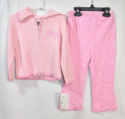 Polly & Friends Pantalones y Cárdigan Suéter Rosa Princesa Conjunto Talla 3T Foto 1 de 4