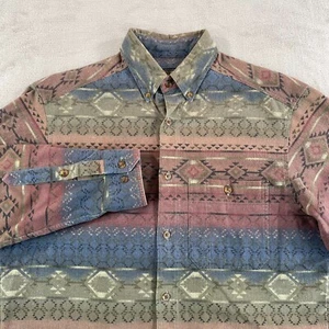Woolrich Flannel Shirt Men Medium Multicolor Aztec Southwestern Geometric AOP LS - Picture 1 of 8