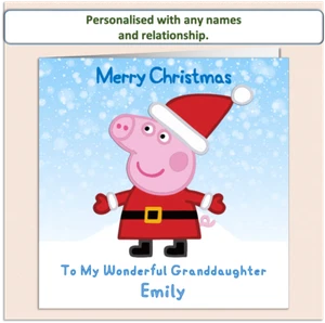 Personalised CHRISTMAS Card Pig Girl Daughter Granddaughter Niece Sister PP1 - Picture 1 of 6