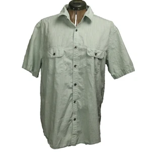 Alfani 100% Cotton Button Up Shirt Short Sleeve Woven 2 Pockets Green L 45-chest - Picture 1 of 24
