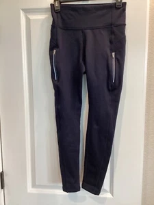 Athleta Fleece Lined Leggings SP – Navy Blue, Zipper Pockets, Small Petite Size - Picture 1 of 7
