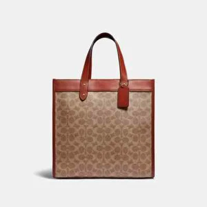 Bolso de Mano Coach Signature de Lona para Caballos y Carruajes Campo Bronceado Trufa Óxido Viaje - Imagen 1 de 8