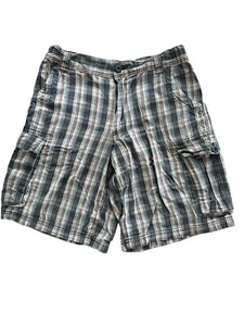 ARIZONA JEAN CARPENTER SHORT HUSKY Plaid 100 % COTTON Sz 16 It/22 - Picture 1 of 4