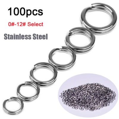 100 Stainless Steel Fishing Split Rings 25LB-350LB Heavy Saltwater Duty Big Game - Image 1 of 4
