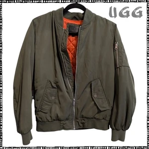 UGG Military Style Bomber Flight Jacket Zip Up UGG MA-1  Green & Orange Small - Picture 1 of 8