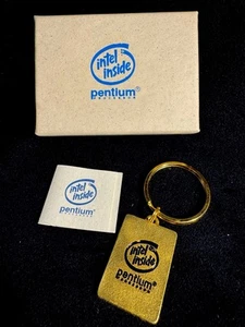 Vintage Intel Inside Pentium Processor Keychain With Actual CPU Chip 1993 - Picture 1 of 6