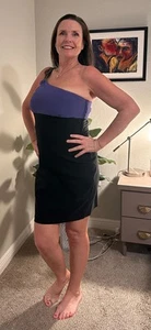 Bisou Bisou Black/Purple sleeveless cold shoulder mesh knot size 10 party dress - Picture 1 of 4