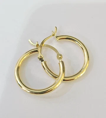 Pendientes de aro reales de oro amarillo de 10k genuinos para hombres y mujeres Foto 1 de 4