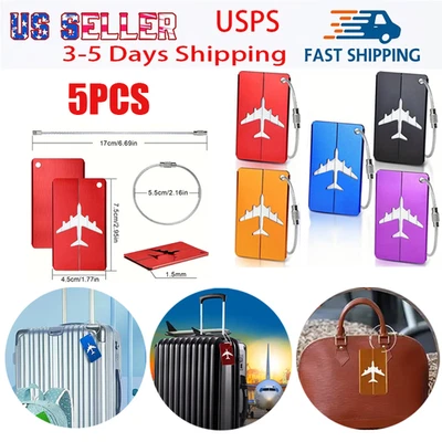 5 Pack Luggage Tag Aluminum Luggage Tags Set Luggage Tag with Name ID Card - Image 1 of 4