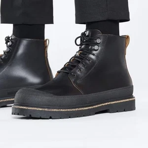 BIRKENSTOCK PRESCOTT LACE MEN BLACK LEATHER SCHWARZE HERREN LEDER STIEFELETTEN  - Bild 1 von 6