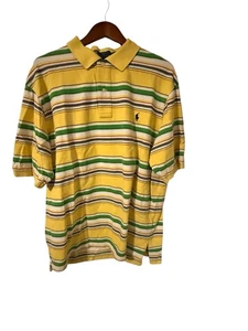Polo Ralph Lauren Shirt Mens Extra Large XLT Yellow Green Stripped Custom Fit - Picture 1 of 3