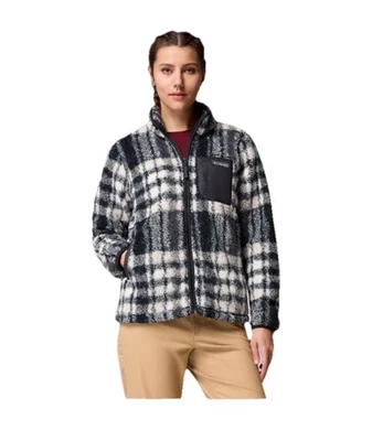 Chaqueta polar Columbia West Bend II para mujer XL negra blanca a cuadros cremallera completa cálida Foto 1 de 4