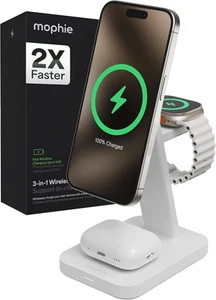 Mophie Snap+ 3-in-1 Wireless Charging Stand - MagSafe & Qi2 Certified, Compatibl - Photo 1 sur 7