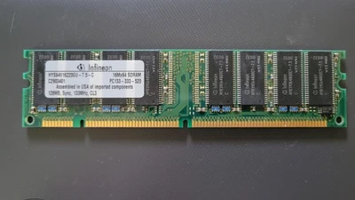 Infineon 128MB PC133 CL3 168-Pin UDIMM RAM Memory Module / HYS64V16220GU-7.5-C - Image 1 of 2