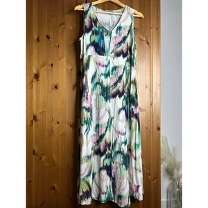Vestido Habitat Multicolor Cuello en V Sin Mangas Midi Para Mujer Mediano Artístico Evento Maduro - Imagen 1 de 8