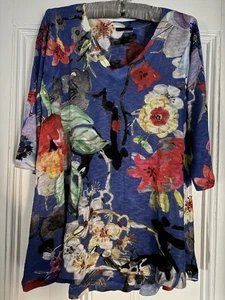 Nally & Millie Sweater, Tunic Size Large V Neck Open Knit USA 3/4 Sleeves 38” C - Picture 1 of 6