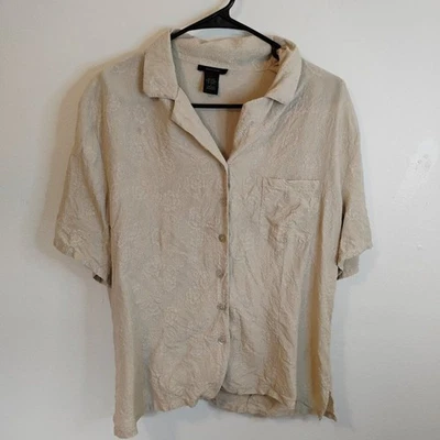 Blusa Silkland Crema 100% Seda Quiet Luxury Preppy Estampado Paisley Mujer Grande Foto 1 de 4