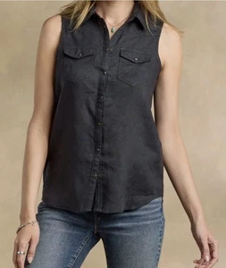 Brand New Sundance Catalog Willow/Manitou Linen Sleeveless Top Sz L  12/14 Black - Picture 1 of 2