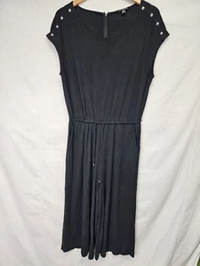 Ralph Lauren Jumpsuit Size L Black Sleeveless Silver Button - Picture 1 of 4