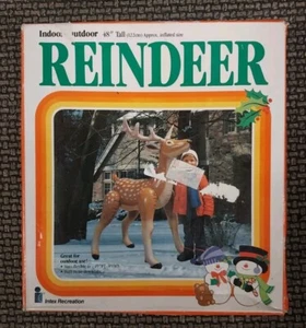 Vintage 1987 INTEX Indoor/Outdoor 48" Inflatable Reindeer NOS Free Shipping - Picture 1 of 2