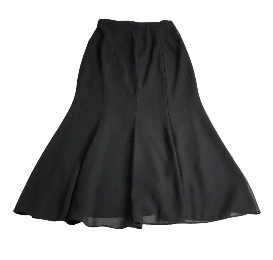 Falda De Colección R&M Richards M Negra Maxi Chifón Superposición Acampanada Y2K Años 90 Bruja Gótica Foto 1 de 4