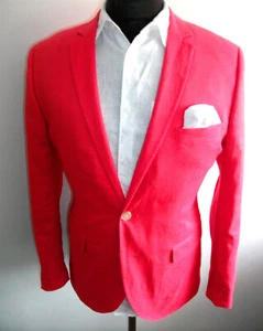 100% LINEN BOATING JACKET SUIT BLAZER 40 Bright PINK Regatta Racing SPORTS COAT - Picture 1 of 11