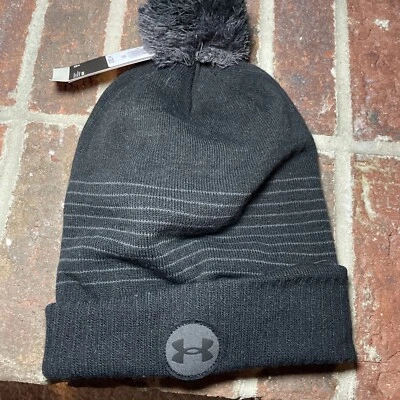 Under Armour Halftime Fleece Pom Beanie Black Men’s OS Warm Winter Hat - Image 1 of 4