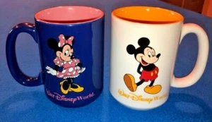 Walt Disney World Mickey & Minnie Mouse Two Sided His and Her Mugs Thailand - Picture 1 of 12