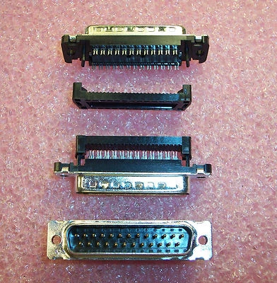 QTY (10) 747306-2 AMP 25 POSITION IDC FLAT RIBBON CABLE DSUB DB-25 PLUG HDF-20 - Image 1 of 3