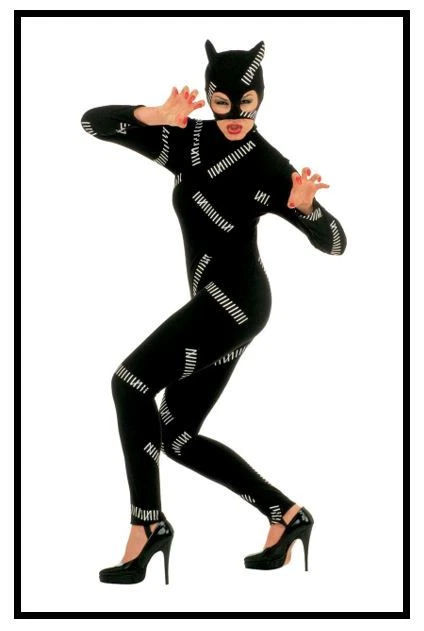 Katzenkostüm Damen – Schwarzer Overall Mit Handschuhen, Augenmaske & Gürtel