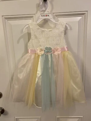 Vestido Tutú Flor Niña Arco Iris Princesa Niñas Fiesta de Cumpleaños Vestidos Ombre 2 3 4 Foto 1 de 4