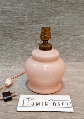 ANCIEN PIED DE LAMPE ART DÉCO OPALINE ROSE - Photo 1/4