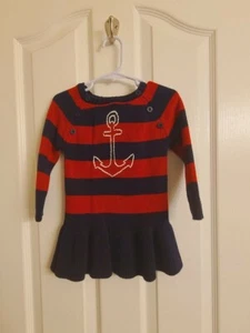 Toddler Girl Nautica Dress 18 Months Red Navy Great Condition - Picture 1 of 2