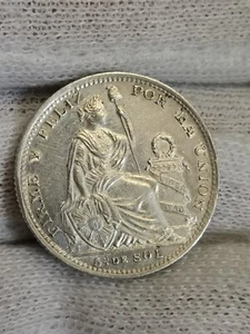 1/5 SOL ARGENT 1899 PERU / PERU SILVER - Picture 1 of 2