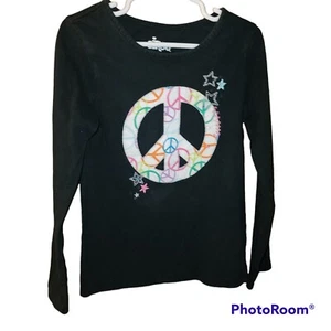 Girl's Circo Black Long Sleeved Peace Sign Shirt Size S(6/6X) - Picture 1 of 4