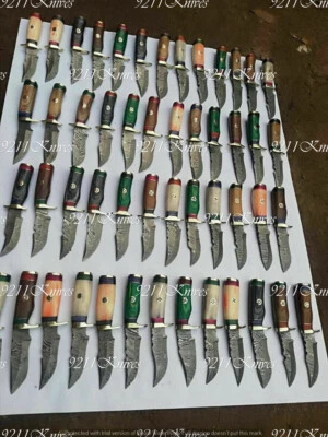 Handmade 6" Damascus Steel Wood End Bone&Colour Wood Handle Knives Lot of 50 - Image 1 of 4