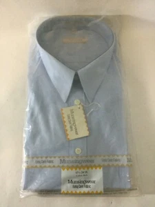 Camisa Munsingwear Para Hombre Talla 17.5 34/35 Azul Abotonada De Colección - Imagen 1 de 2