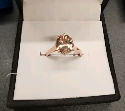 Anillo solitario de melocotón y morganita dulce de oro rosa de 14K 3.00 cwt NUEVO JTV Foto 1 de 4