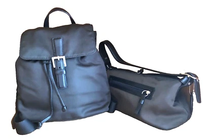 Set of 2 Coach Dark Olive Nylon Leather trim Backpack 7441 &  Satchel bag 7450 - Image 1 of 4