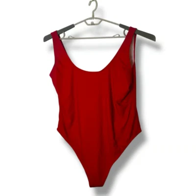 Boohoo Plus Tummy Control Scoop Red One Piece Swimsuit Size 20 New - Image 1 of 4