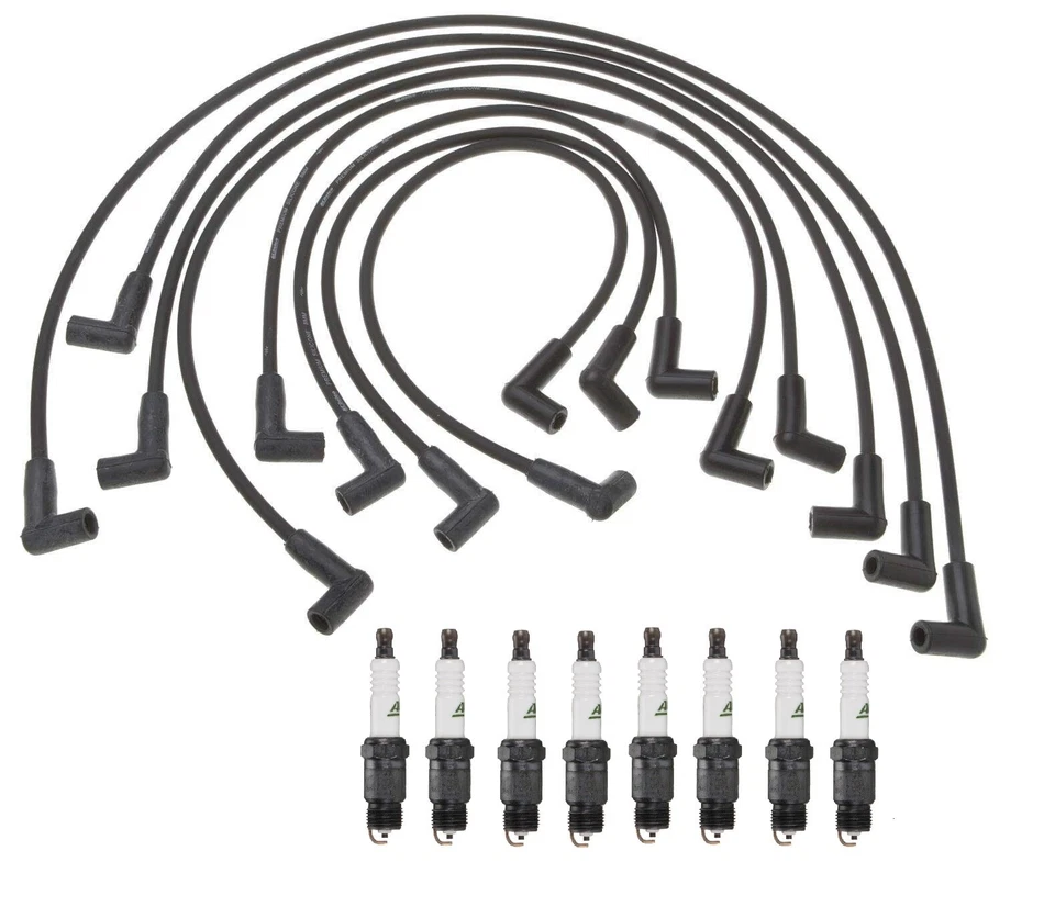Conjunto de fios de ignição profissional e kit de 8 velas de ignição ACDelco para Chevy Pontiac V8 - Imagem 1 de 1