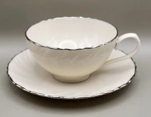 Lenox WEATHERLY Tea Cup And Saucer Silver Trim 6 fl oz - Picture 1 of 14